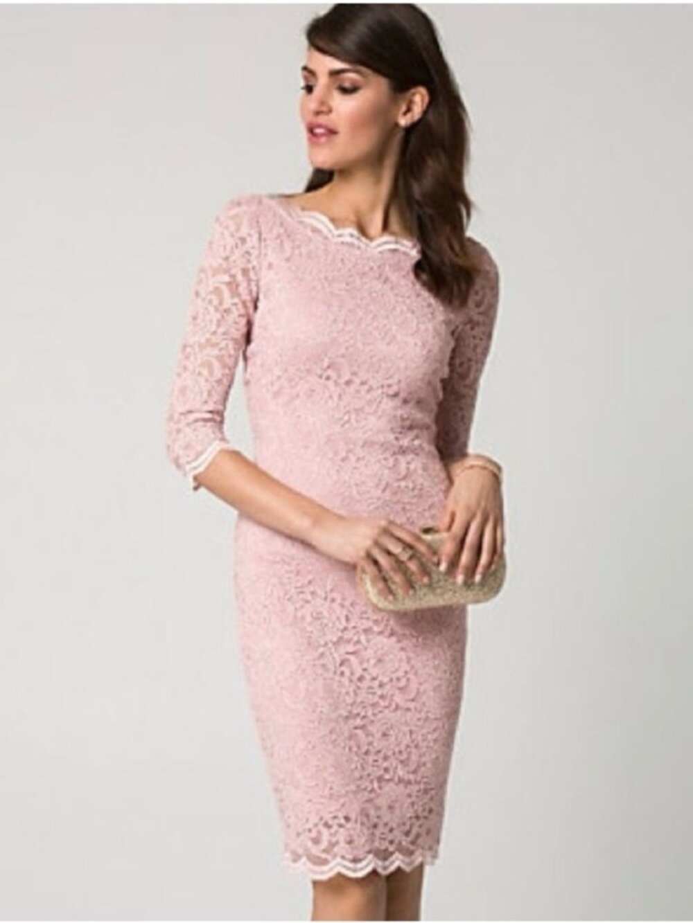 Le Chateau Women's Blush Pink Floral Lace Dress